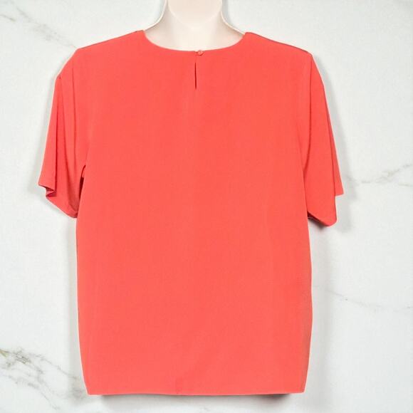 Vintage Grove Avenue Satin Blouse Top Sz 16W Coral Short Sleeve Embroidered Glam - Picture 4 of 8